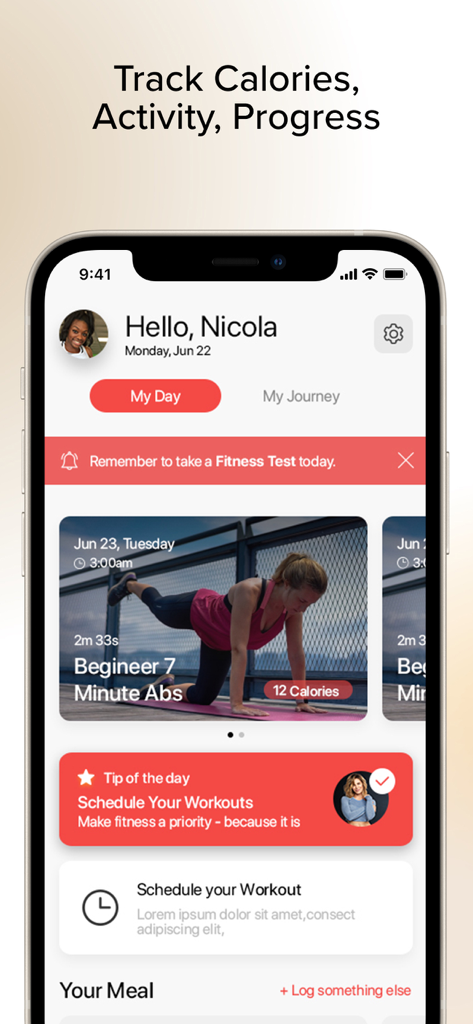 Jillian Michaels | Fitness App - Dashboard der Jillian Michaels Fitness App mit personalisiertem Workout-Tracking und täglichen Tipps.