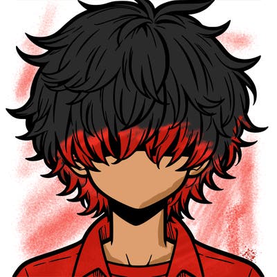 manga boy fluffy hair covering his eyes