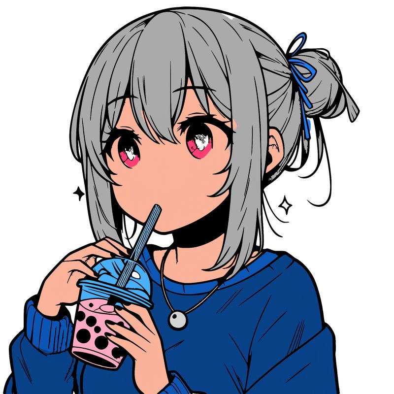 manga character drinking boba