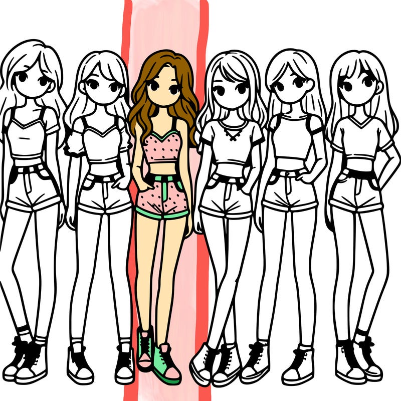 a group of girls wearing crop tops and shorts