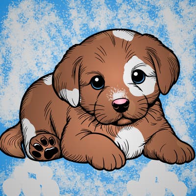 a cute realistic puppy