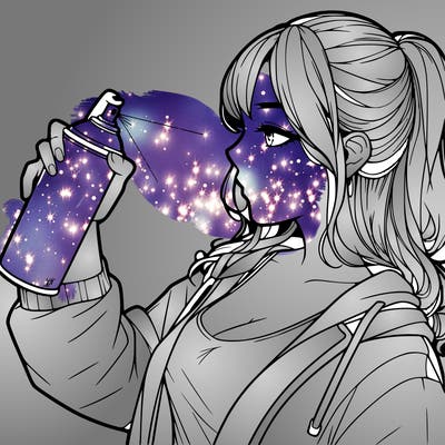 a realistic girl spray, painting