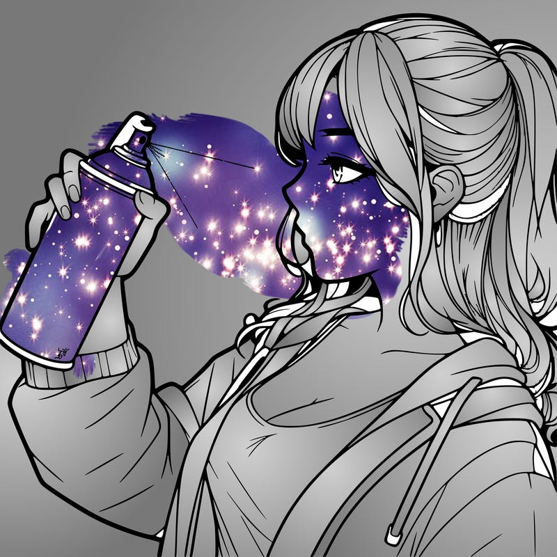 a realistic girl spray, painting