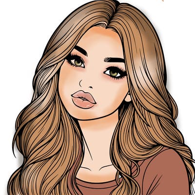 realistic girl with hair on her hair and lips