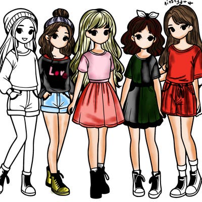 a group of five girls