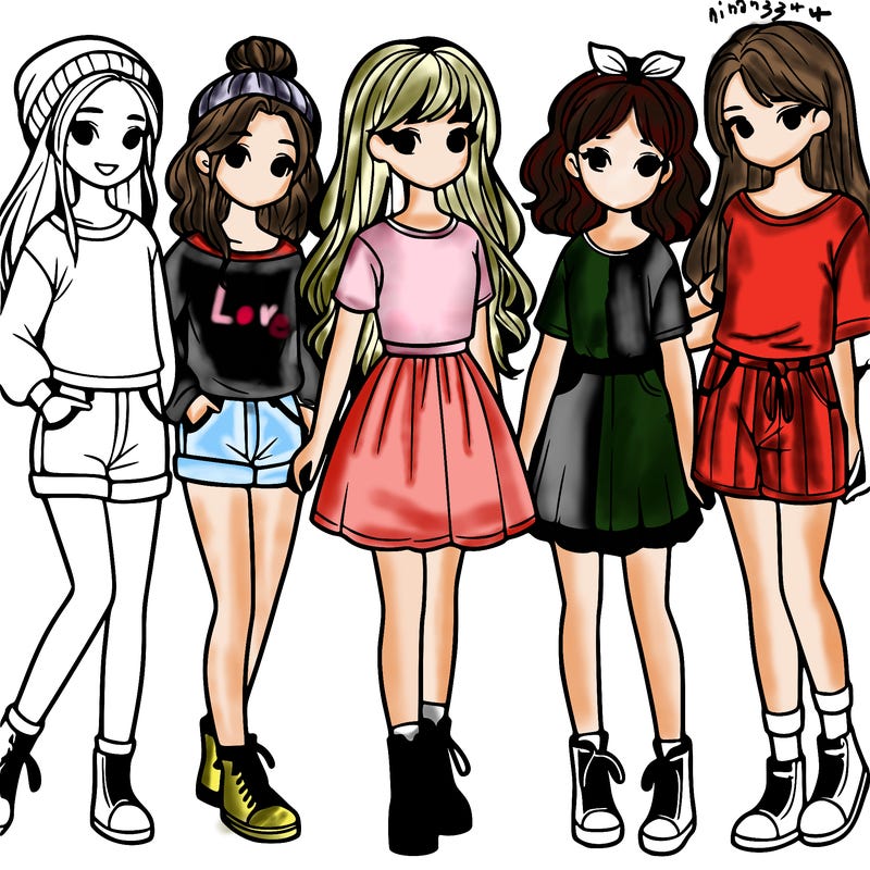 a group of five girls