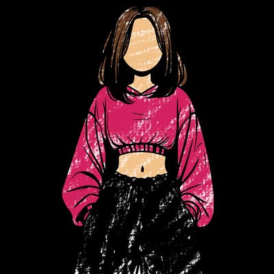 realistic girl faceless with baggy pants and a crop top