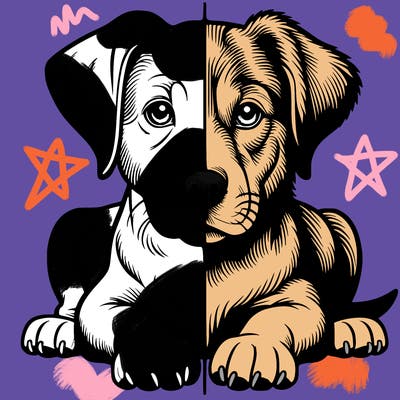 realistic dog split picture