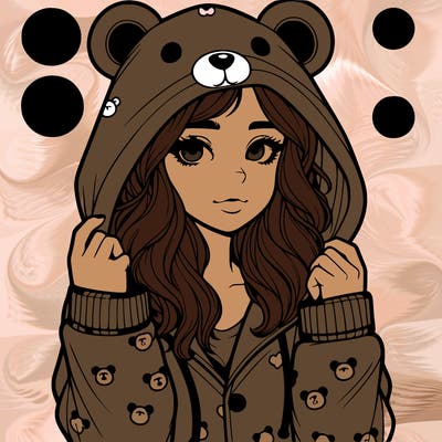 realistic girl in a animal pjs hoodie