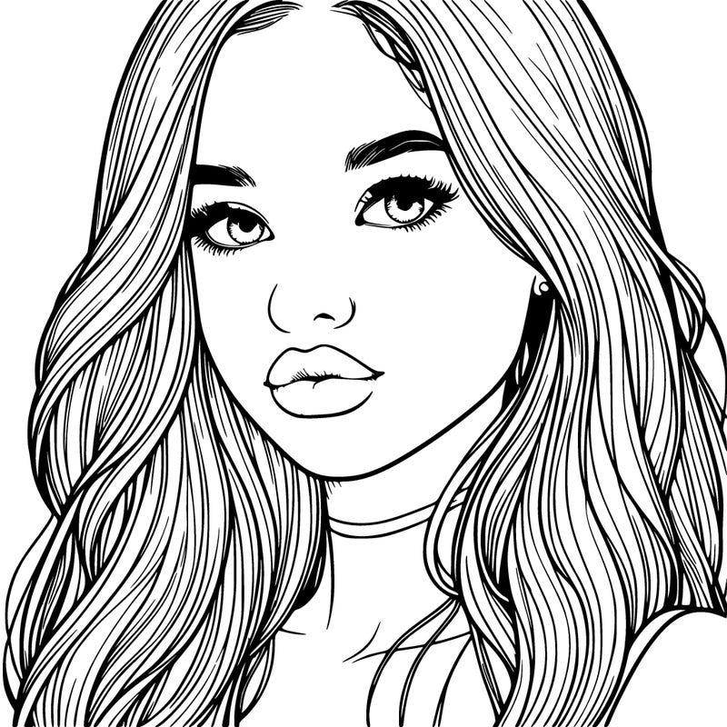 realistic teen girl with lips and long hair
