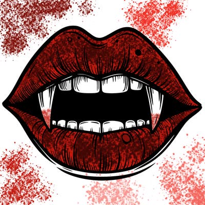 lips with vampire teeth
