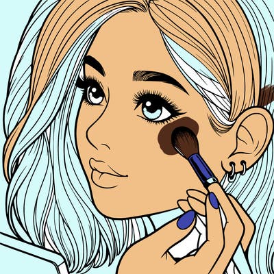 a realistic girl doing her makeup