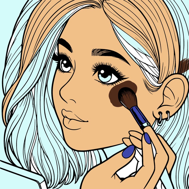 a realistic girl doing her makeup