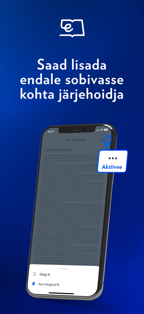 Elisa Raamat - Elisa Raamat mobile app showing the bookmark feature in an ebook