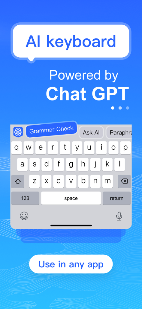AI Keyboard - Grammar & Writer - AI keyboard interface powered by ChatGPT with grammar check and paraphrasing tools
