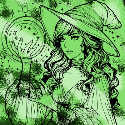 realistic women sorcerer using magic