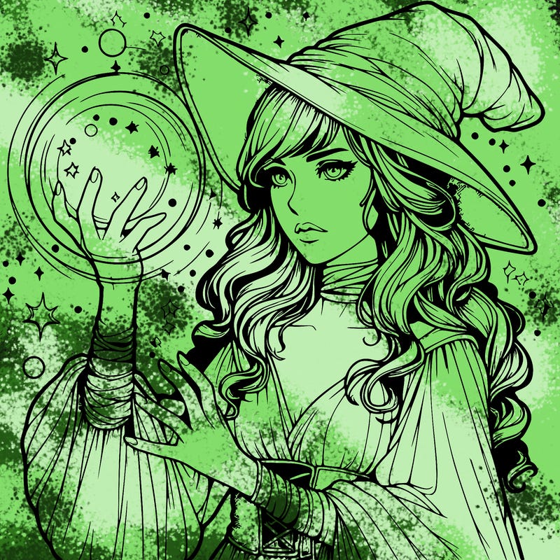 realistic women sorcerer using magic