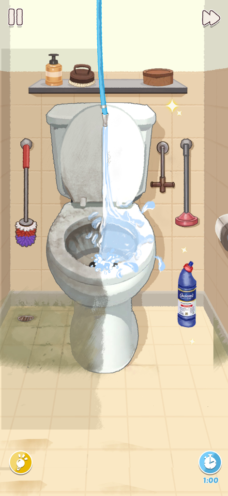 Perfect Clean: Tidy ASMR - Lavado a presión de un inodoro sucio en el juego Perfect Clean Tidy ASMR.