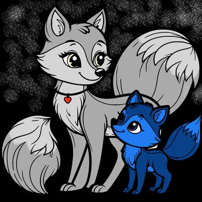 mother and daughter fox