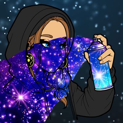 a realistic girl, spray painting