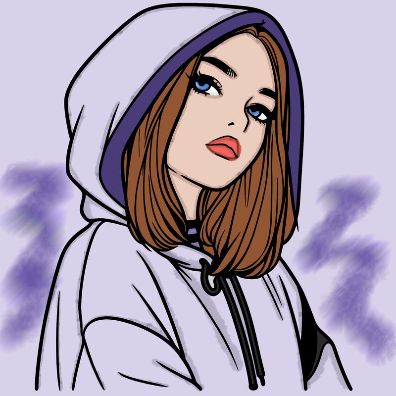 a realistic girl in a hoodie