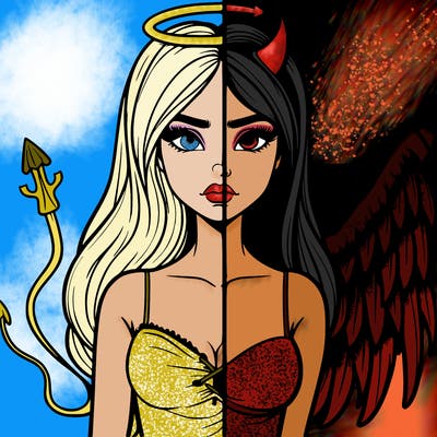 devil vs angel realistic girl