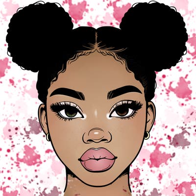 realistic black woman with two buns