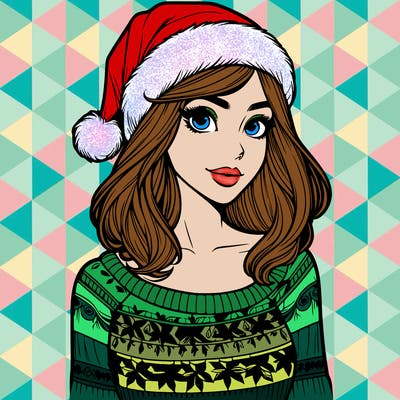 realistic lady in a christmas sweater