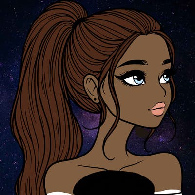 a beautiful and realistic girl with a high pony tail