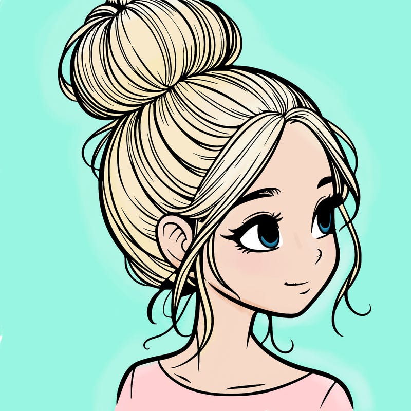 a realistic girl with a bun
