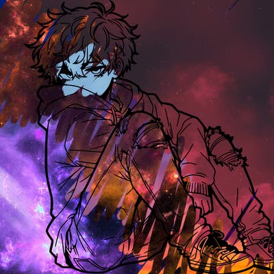 a male hoddie ripped jeans messy hair anime