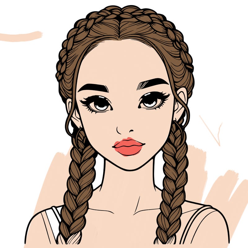 realistic girl with braids