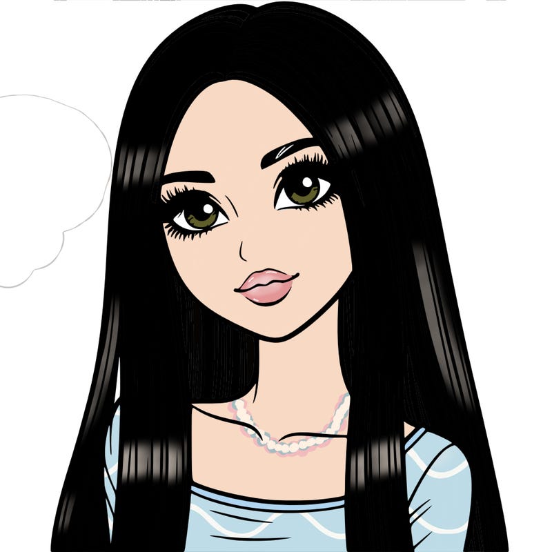 realistic girl with straight and long hair