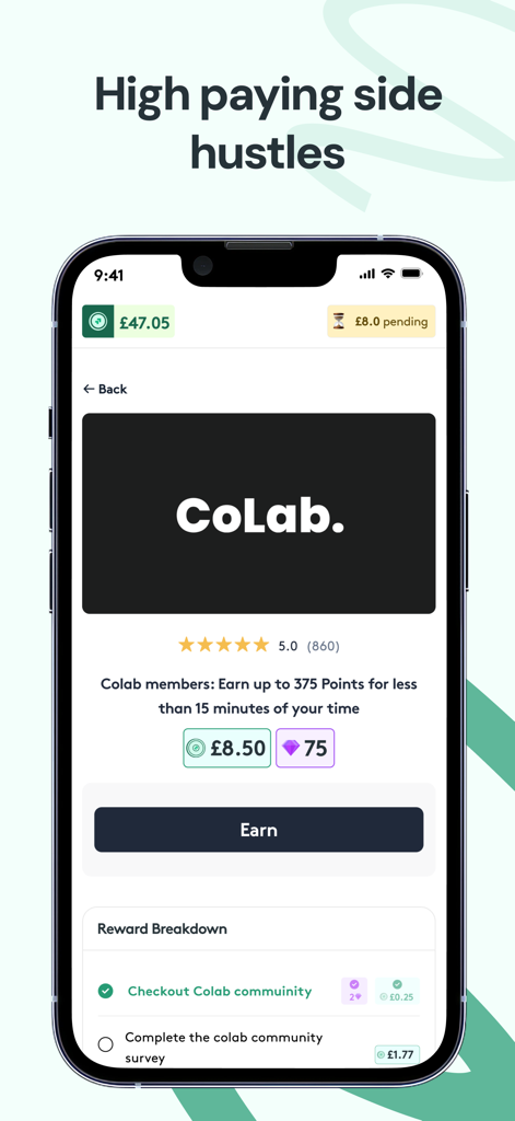 Earn Money & Rewards: Prograd - Interface of the Prograd app showing high paying side hustle opportunities and cash rewards