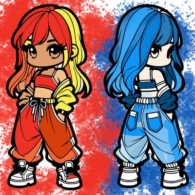 girl in crop top and baggy pants