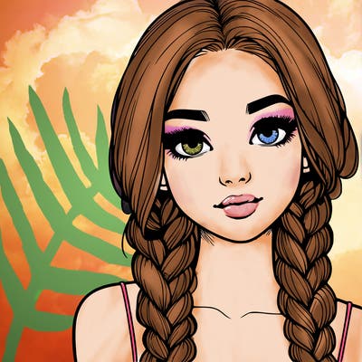 realistic girl with braids