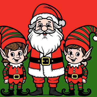 santa and his elfs