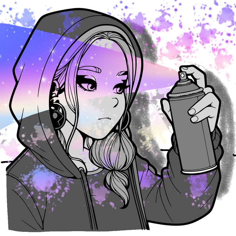 a realistic girl, spray painting