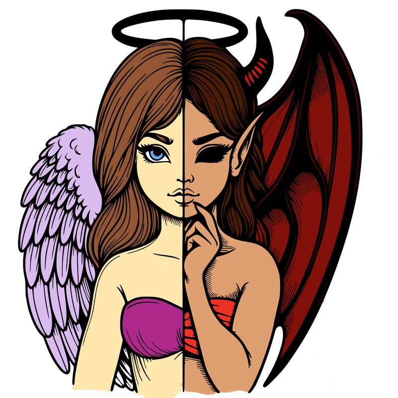 realistic angel half demon