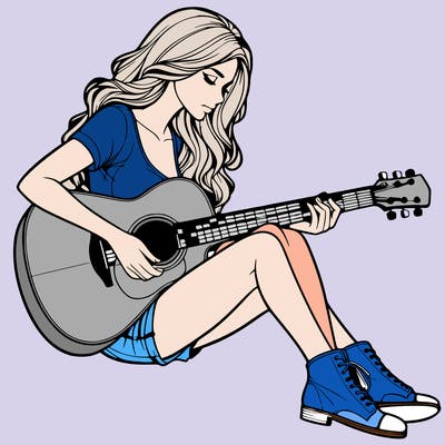 realistic woman play guitar