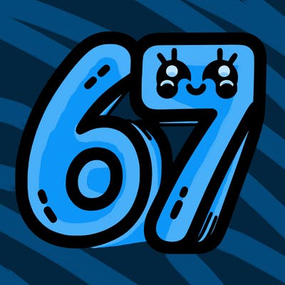 the numbers 67