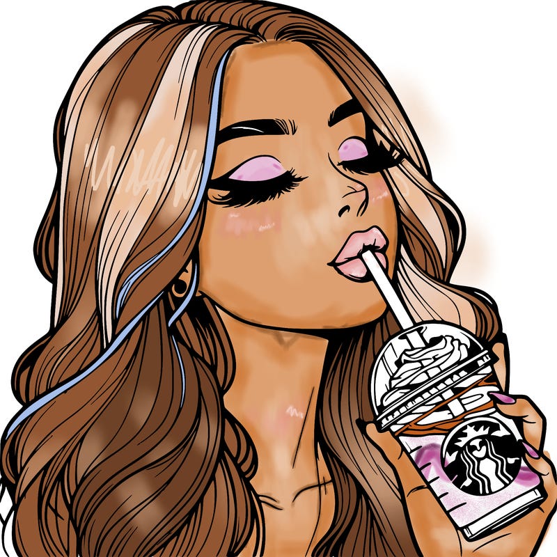 realistic girl drinking starbucks