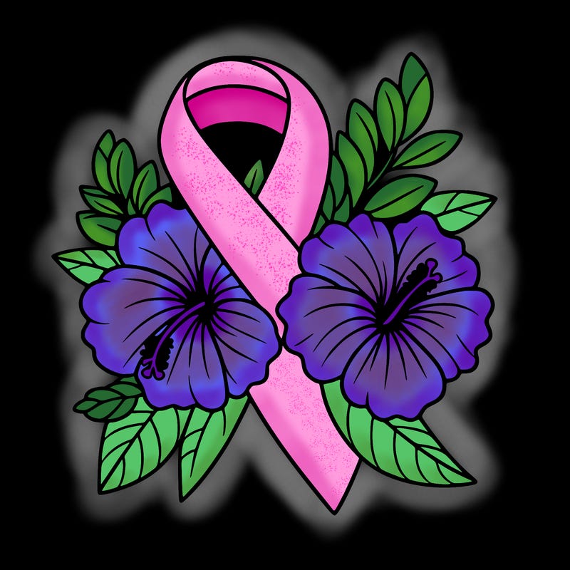 breast cancer awareness with hibiscus flowers