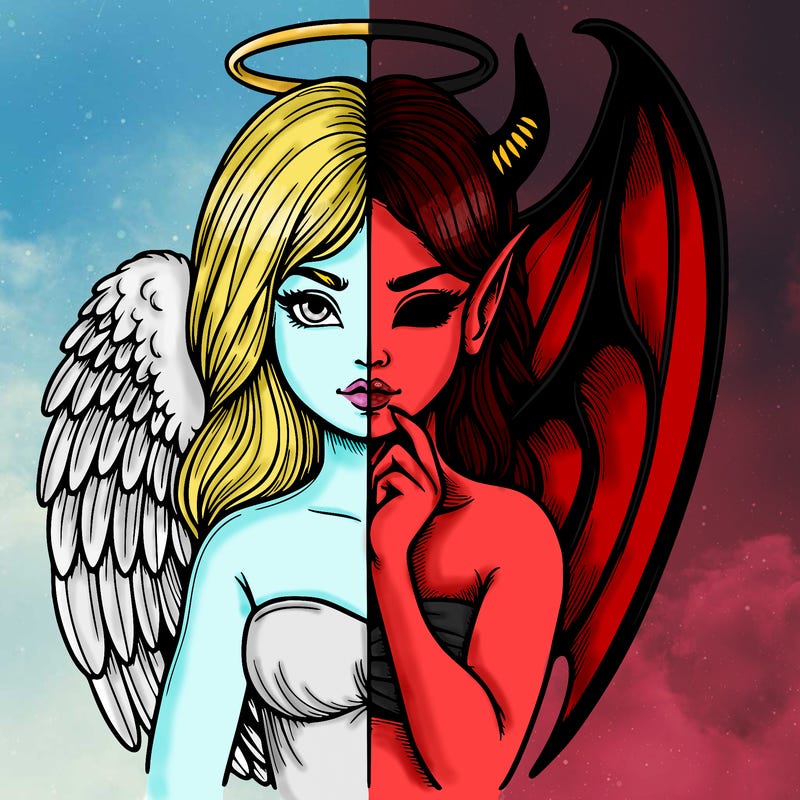 realistic angel half demon