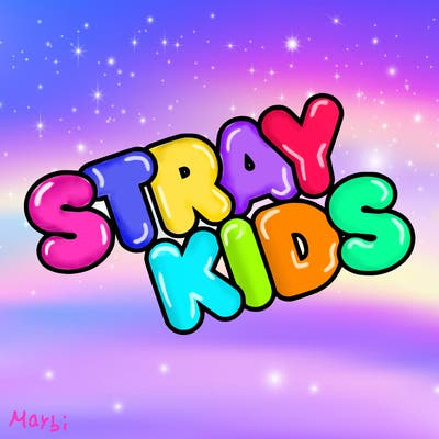 bubble letters saying stray kids