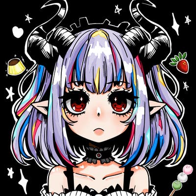 scary anime girl with horns