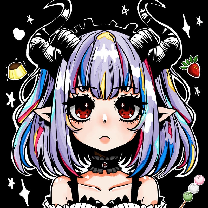 scary anime girl with horns