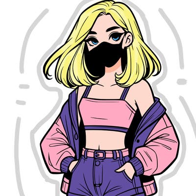 a realistic girl with a crop top and short shorts in an open jacket