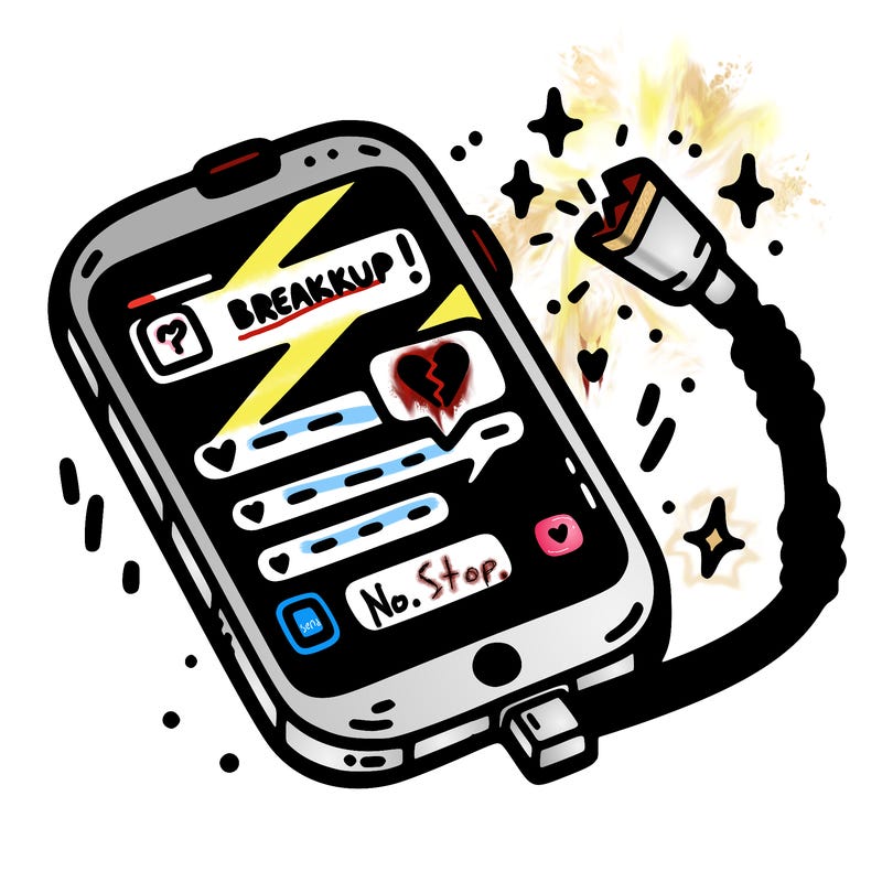 phone with breakup texts