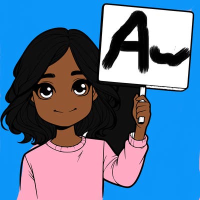 realistic girl holding up a sign